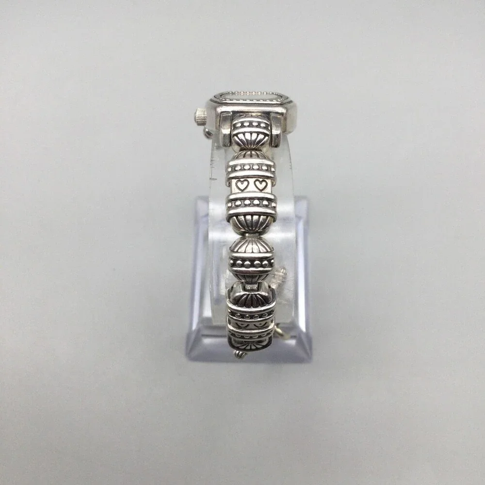 Brighton Arabia Womens Watch 18mm White Dial Silver Tone Hearts New Battery 8.5